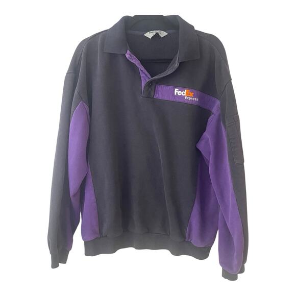 Fedex official uniform Stan Herman Button Up Long Sleeve Zip L color block - Picture 1 of 6